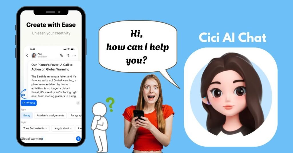 Cici AI Chat Free interface on smartphone screen