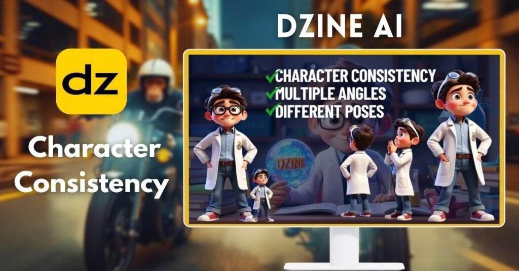 Dzine AI Character Consistency Guide interface showing character design