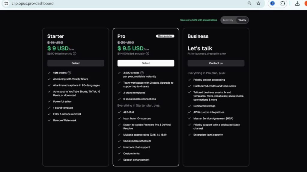 Comparison of Opus Clip free vs paid plan benefits