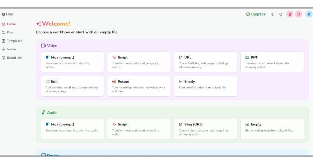 Step-by-step process of creating a video with Fliki AI tool