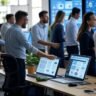Creatio 8.3 AI , Business team using AI-native CRM automation software with digital agents on screen