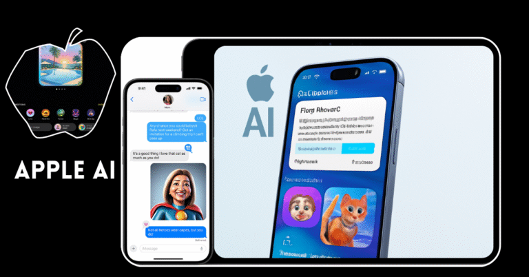 Modern iPhone displaying Apple AI features with a sleek digital interface