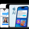 Modern iPhone displaying Apple AI features with a sleek digital interface
