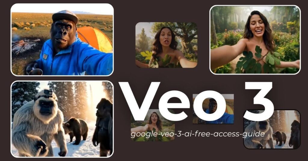 A creative visual representing Google Veo 3 AI, showing a filmstrip emerging from text, addressing the query 'google veo 3 ai free'