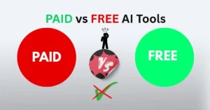 Comparison of paid vs free AI tools for 2025, including ChatGPT, Perplexity, Canva, and Grammarly.