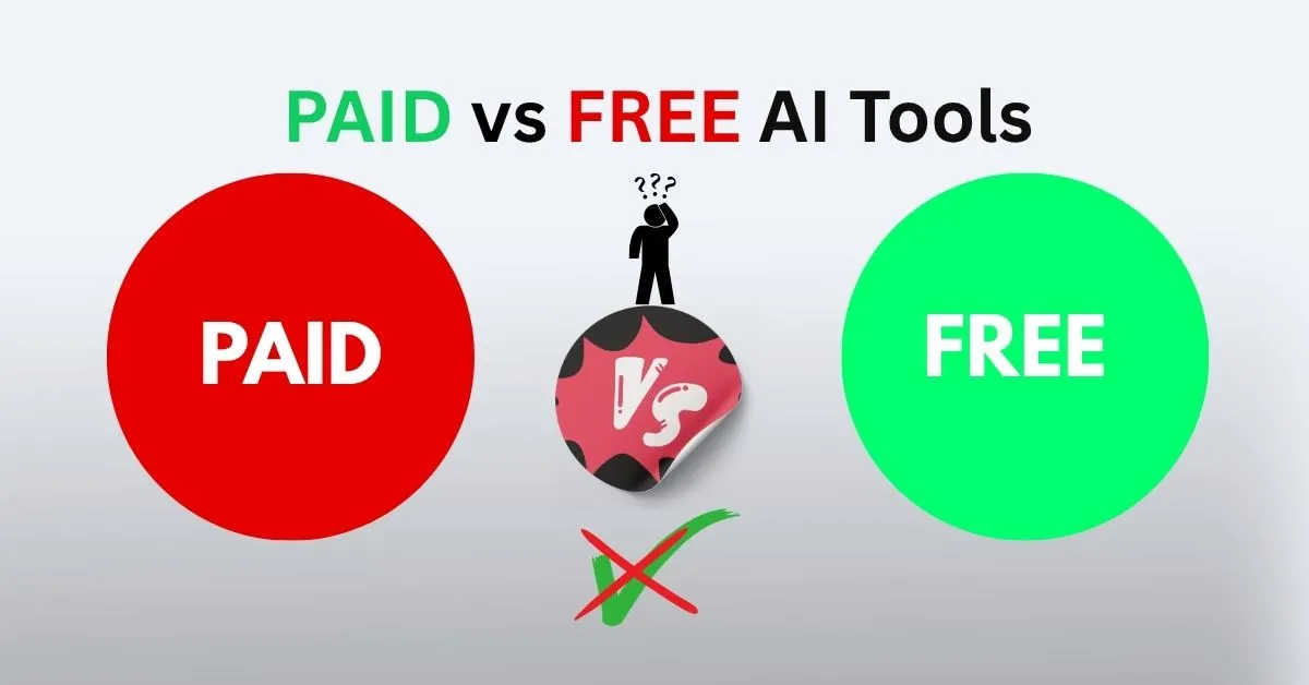 Comparison of paid vs free AI tools for 2025, including ChatGPT, Perplexity, Canva, and Grammarly.